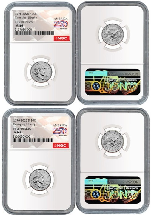 2026 D/P Emerging Liberty 10C Two Coin Set NGC MS66 First Releases #2830