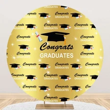 Round Class of 2025 Graduation Backdrop Party Congrat Photo Background Banner
