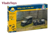 Italeri Plastic Model kit 1/72 Two WILLYS JEEP 1/4 TON 4X4 - FAST ASSEMBLY 7506