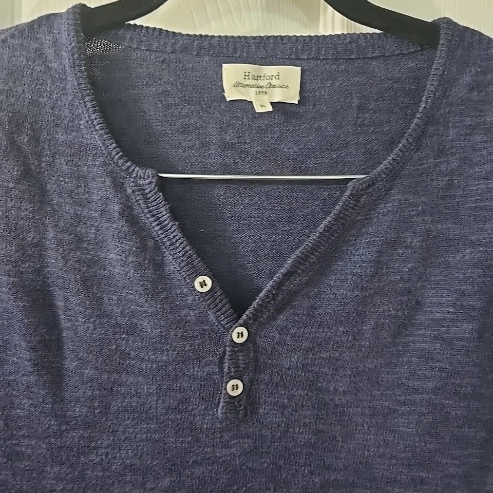 Top Hartford Alternative Classics 1979 para hombre azul manga larga mezcla de lino talla XL Foto 2 de 4