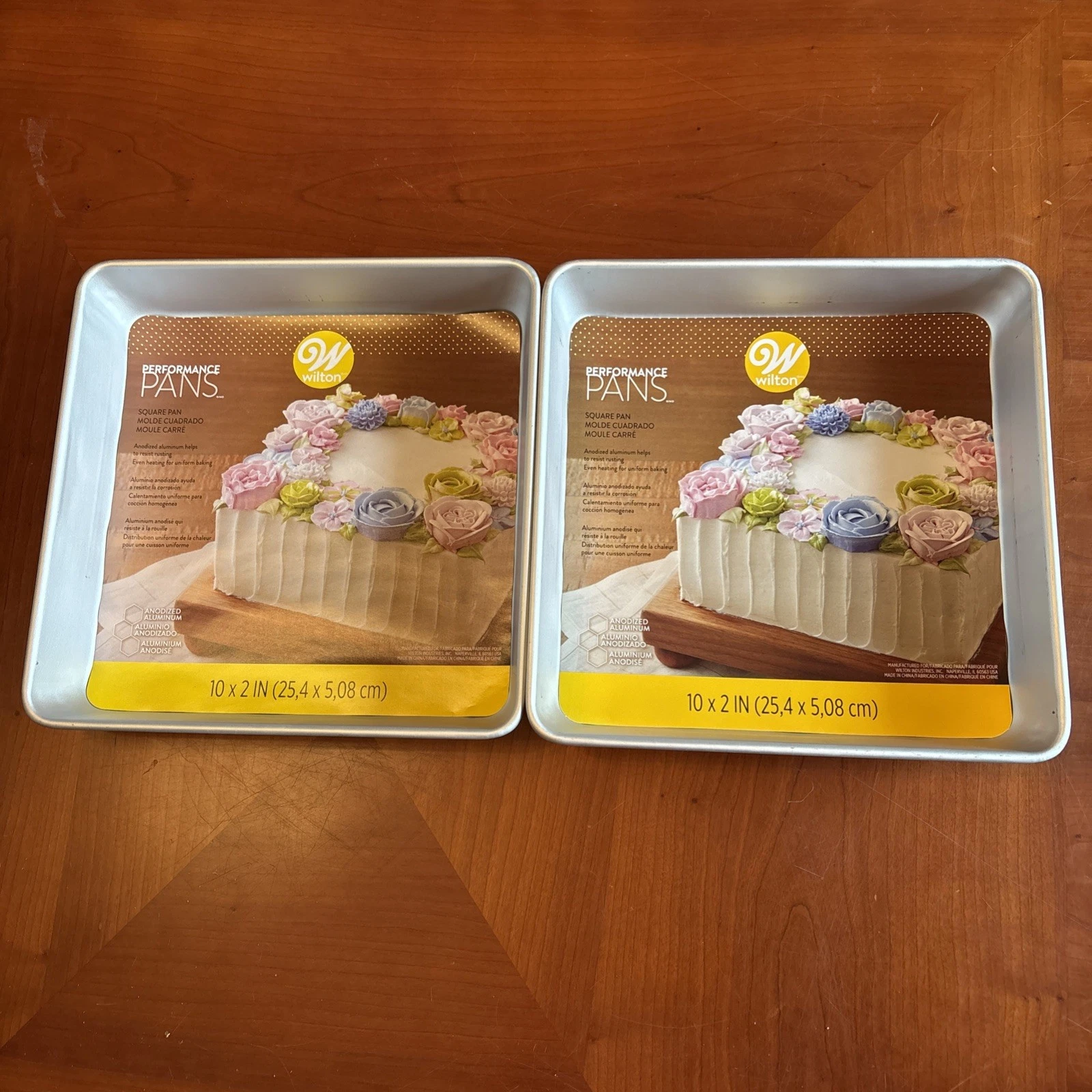 Wilton Performance Pans 2 Aluminum Square Cake and Brownie Pans - 10”x10"x2"