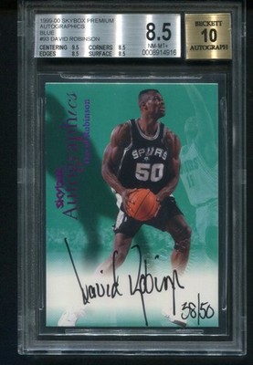 1999-00 Skybox Premium David Robinson Autographics Blue Auto /50 