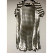 Michael Kors Striped Tunic Dress Khaki White Zipper Back Size 1X
