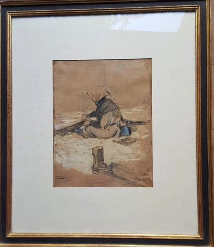 NONELL Y MONTURIOL Isidro (1873-1911) Attrib. Spanish painter.Drawing watercolor