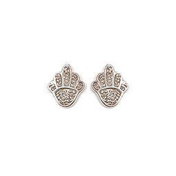 Boucles D'oreilles Puces Main De Fatma En Argent Massif 925 - 8mm - Marque Dolly-Bijoux - Neuf
