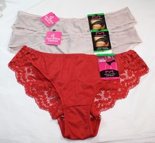 NWT set/3 MAIDENFORM comfort devotion LACE TANGA RED TAUPE L/7