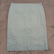Talbots Skirt Size 8 Blue Geometric Place Setting Pattern Knee Length Lined Slit
