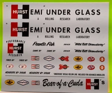 1966 Barracuda Hemi Under Glass 1/25 Funny Drag Car Hurst Waterslide Decal Sheet