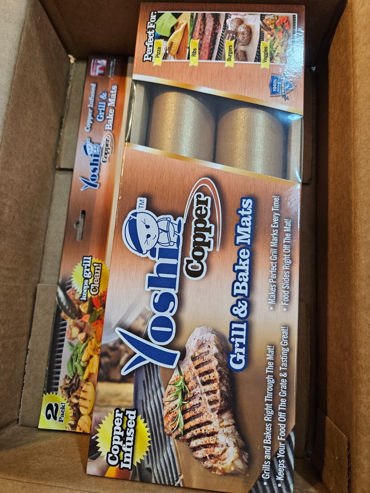 2 Yoshi Copper Grill And Bake Mats Grilling Reusable Nonstick Cooper