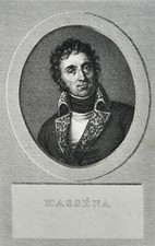 MASSENA ANDRE (1755-1817) PORTRAIT, ORIGINAL 1825 ENGRAVING, BORN IN NICE**