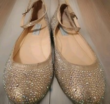 Betsey Johnson " SB Joy" Ballet Flat Bling Champagne Wedding Shoes Sz 7.5
