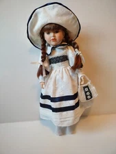 Vintage Porcelain Doll with Brown Eyes and Brown Braids 18" Tall