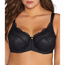 Curvy Couture 46C Everyday Glamour Black Lacy Unlined UW Bra 1207 NWT