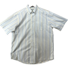 L.L. Bean Wrinkle Resistant Regular Fit Men's Size 16 Striped Short Sleeve Shirt