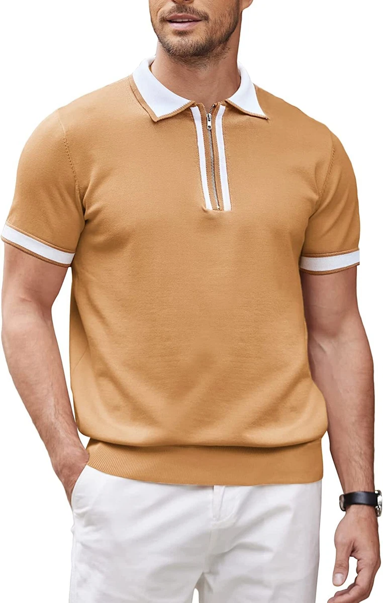 Knitted zip hot sale polo shirt