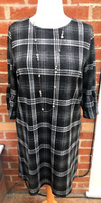 GEORGE Grey Check Dress Size 16 Stretchy Smart Work Office Spring Excellent S8