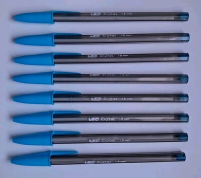 Bic Cristal Xtra Bold Light Blue Ballpoint Pens 1.6mm Brand New Lot of 8