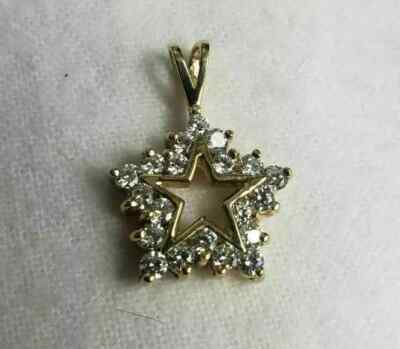 0.75 Ct Round Cut Diamond Star Pendant 18K Yellow Gold Finish