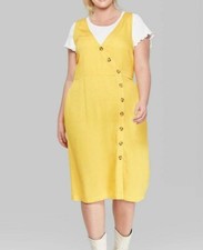 Women's Plus Size Sleeveless Button Front Midi Dress - Wild Fable™ Yellow 1X