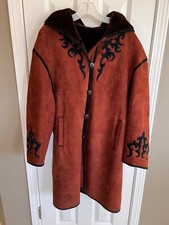 Louis Dell'olio Studio Women's "legar" Rust Shearling Hooded Coat Size M