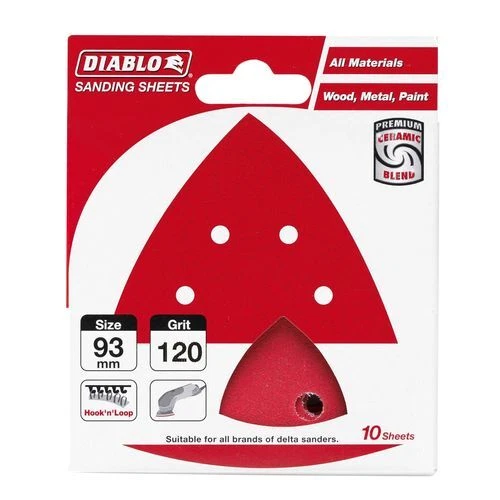 Diablo 93 x 93mm 120 Grit Abrasive All Surface Detail Sander Sheets 10 Pack