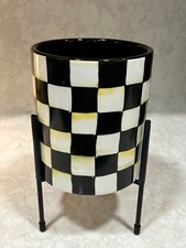 Mackenzie Childs Courtly Check Ceramic  Metal Tabletop Planter NIB