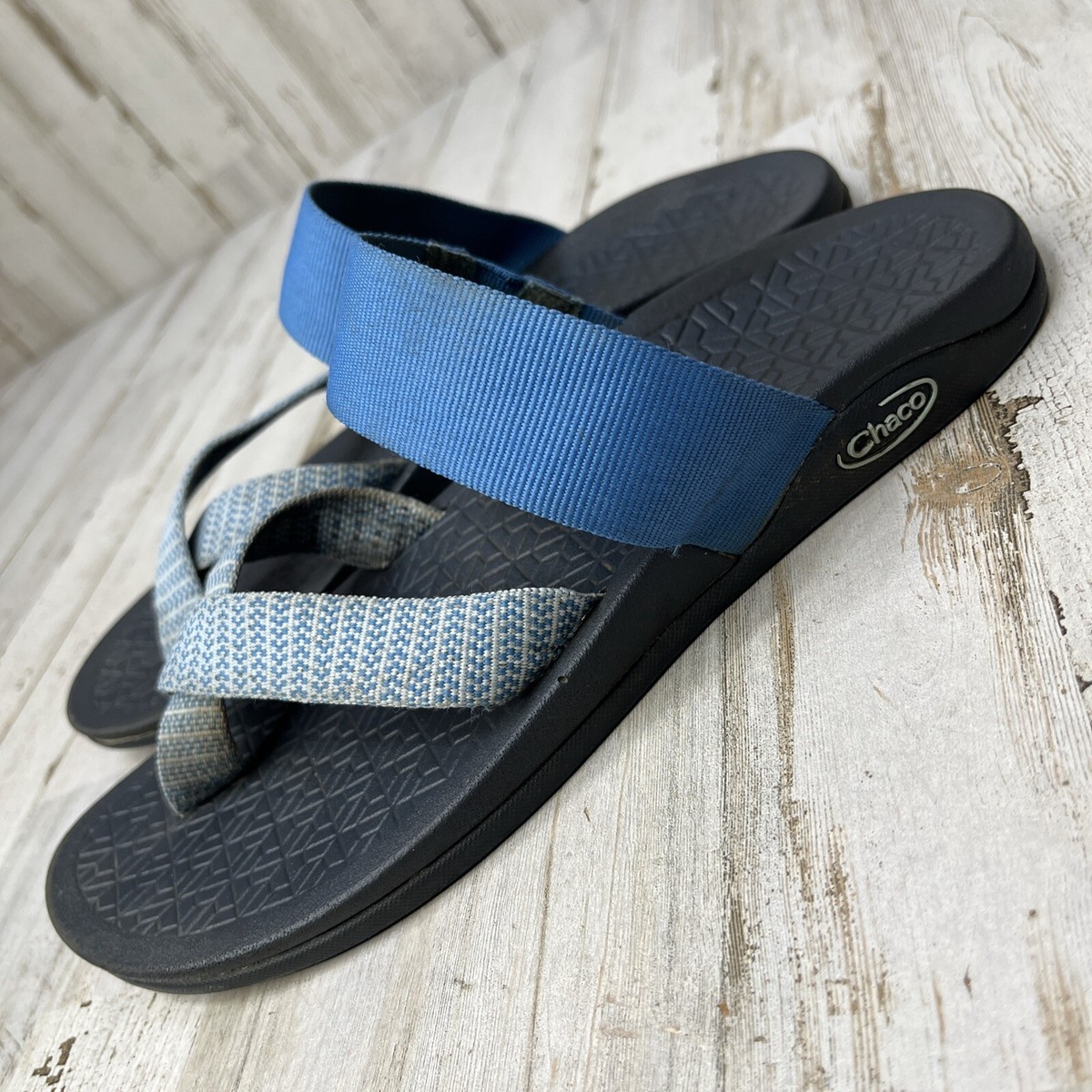 Chaco Womens Tetra Cloud Slip On Sandals Size 7 Blue Bluebell Eclipse Toe Loop