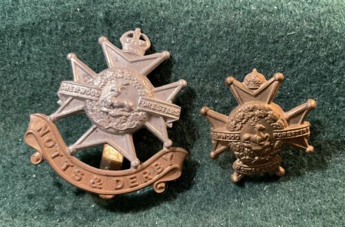 Notts And Derby Regiment Sherwood Foresters Cap And Collar Badge L32 - Picture 1 of 9