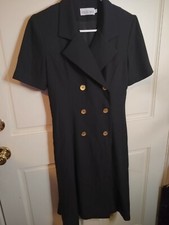 'Collectibles Seattle' Brand Black Blue Professional Dress, gold buttons, size 6