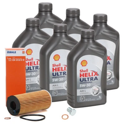 6L SHELL HELIX ULTRA 5W-30 AM-L Motoröl + MAHLE Ölfilter für BMW B38 B48 B37 B47