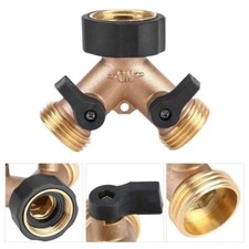 heavy duty brass 2 way garden tap splitter y hose splitter 3/4" hose connect