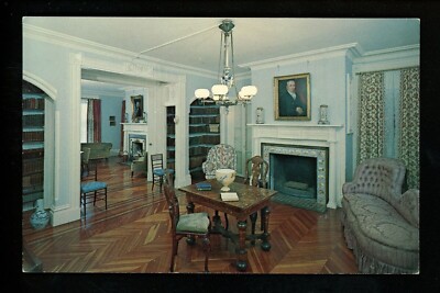 New Jersey NJ postcard Ringwood State Park Manor Parlour interior chrome