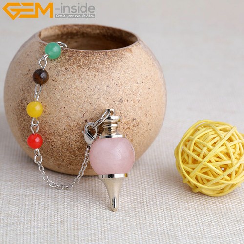 Pendant 7 Chakra Crystal Healing Reiki Dowsing Necklace Chain Natural Ball Shape - Picture 10 of 60