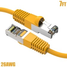 7FT Cat5E RJ45 Network LAN Ethernet FTP Shielded Patch Cable Copper Wire Yellow