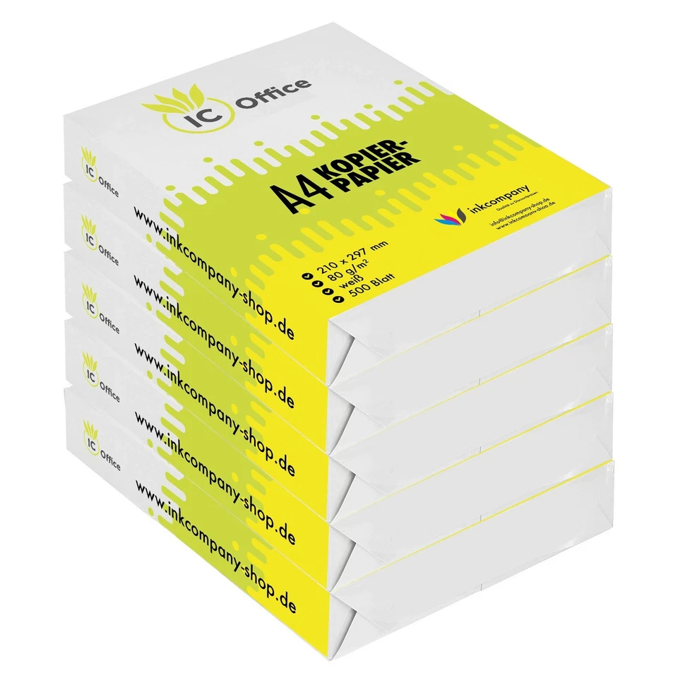 2500 Blatt Kopierpapier Druckerpapier DIN A4 80g/m² weiß für Tinte und Laser