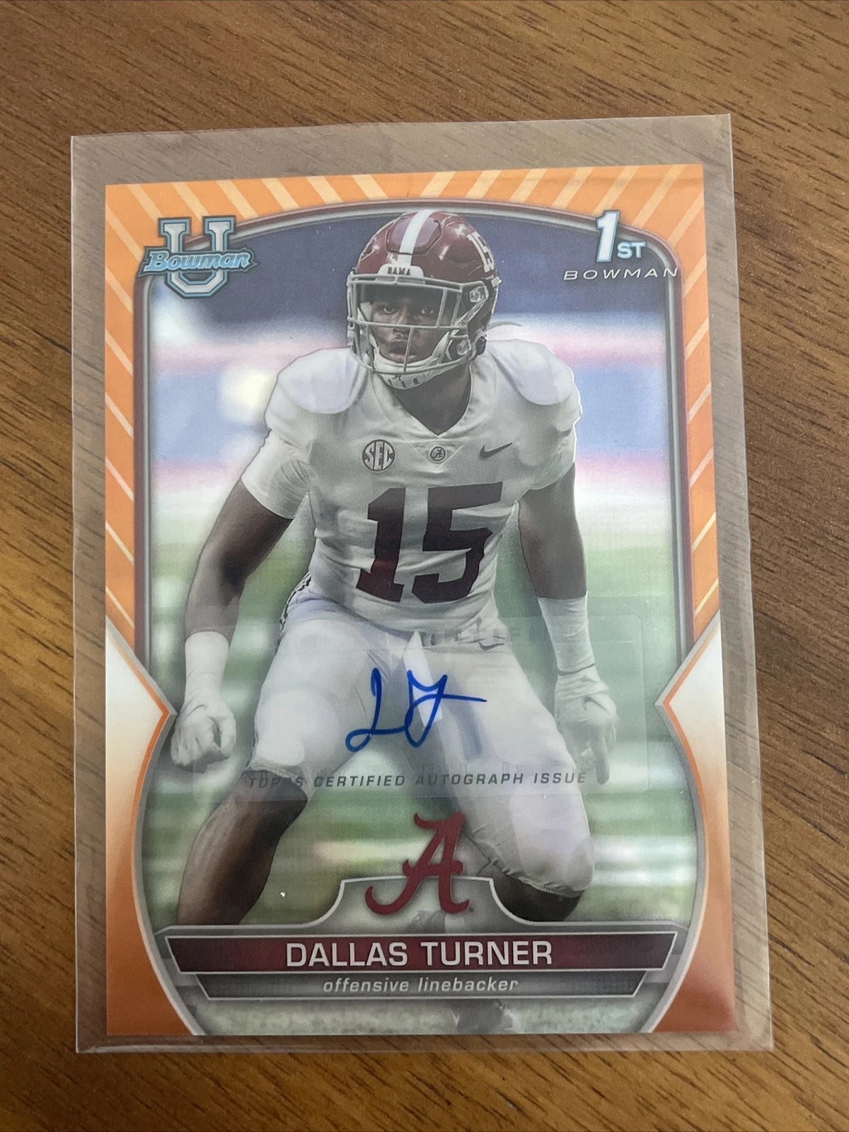 2022 Bowman Chrome University Dallas Turner 1st Orange Refractor Auto 17/25