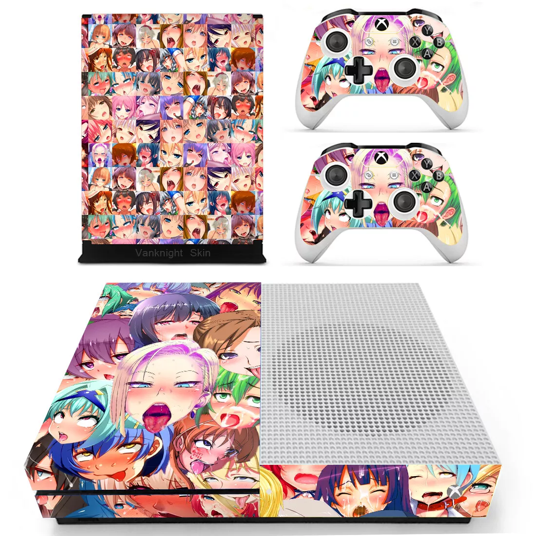 Anime Ahegao Funny Sexy Skin Decals Stickers Xbox one S Slim Console  Controllers