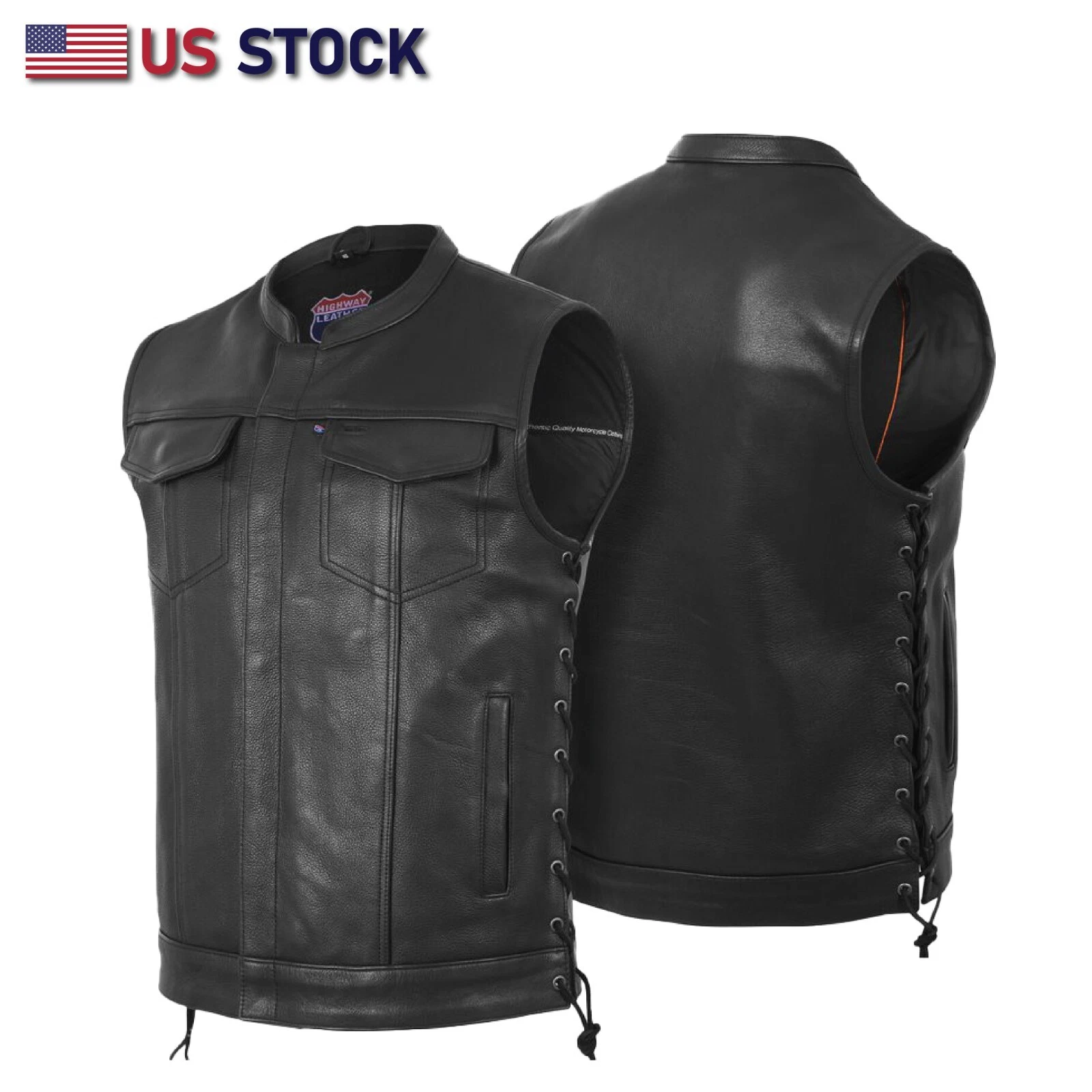 SOA Men's Leather Vest Anarchy Motorcycle Biker Club Concealed Carry Side Lace
Opens in a new window