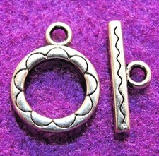 10Sets Tibetan Silver ROUND Toggle Clasps Hooks Connectors Hooks Findings C273