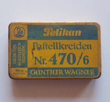Alte Blechdose Pelikan Pastellkreiden 470/6 G&uuml;nter Wagner Restinhalt