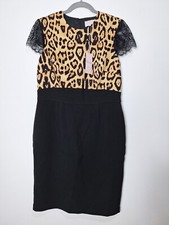 Philip by Philip Armstrong Lace Leopard Dress uk 14 Cap Sleeve Bow RRP 50,00 New