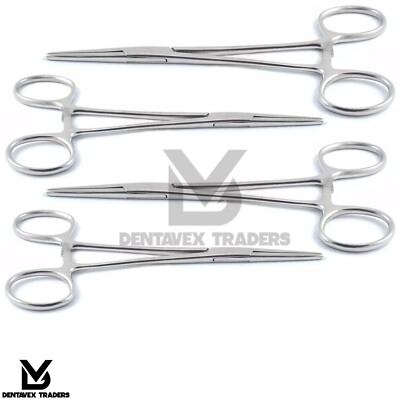  X4 Dental Hemostatic Kelly Clamp   Straight Locking Surgical Tissue Forceps Pli