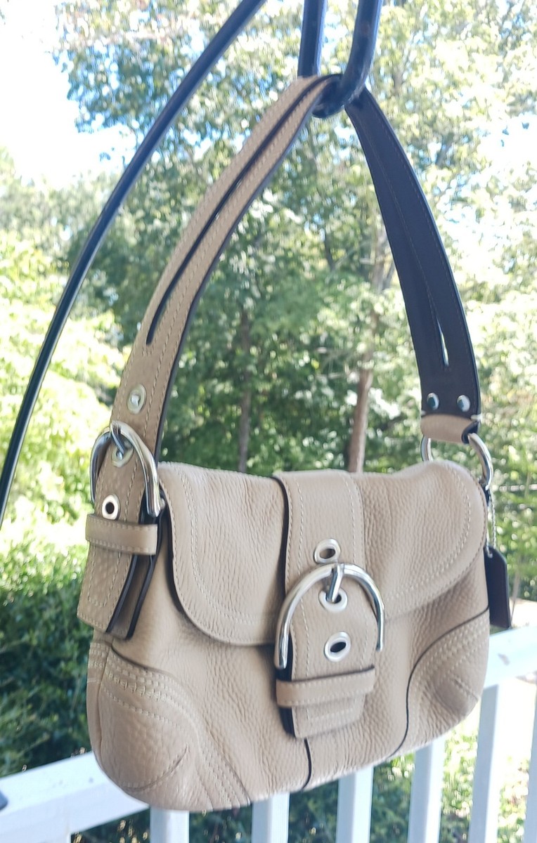 Coach F10722 Vintage Soho Y2K Beige Leather Shoulder Bag w