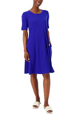 Susan Graver Liquid Knit Fit & Flare Dress Beyond Blue