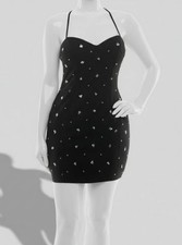 Crystal Doll Women's Black Sequin Bodycon Embellished Dress Juniors Size S
