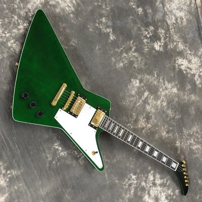 Explorer Electric Guitar Green Flamed Maple Top Bone Nut Rosewood Fretboard