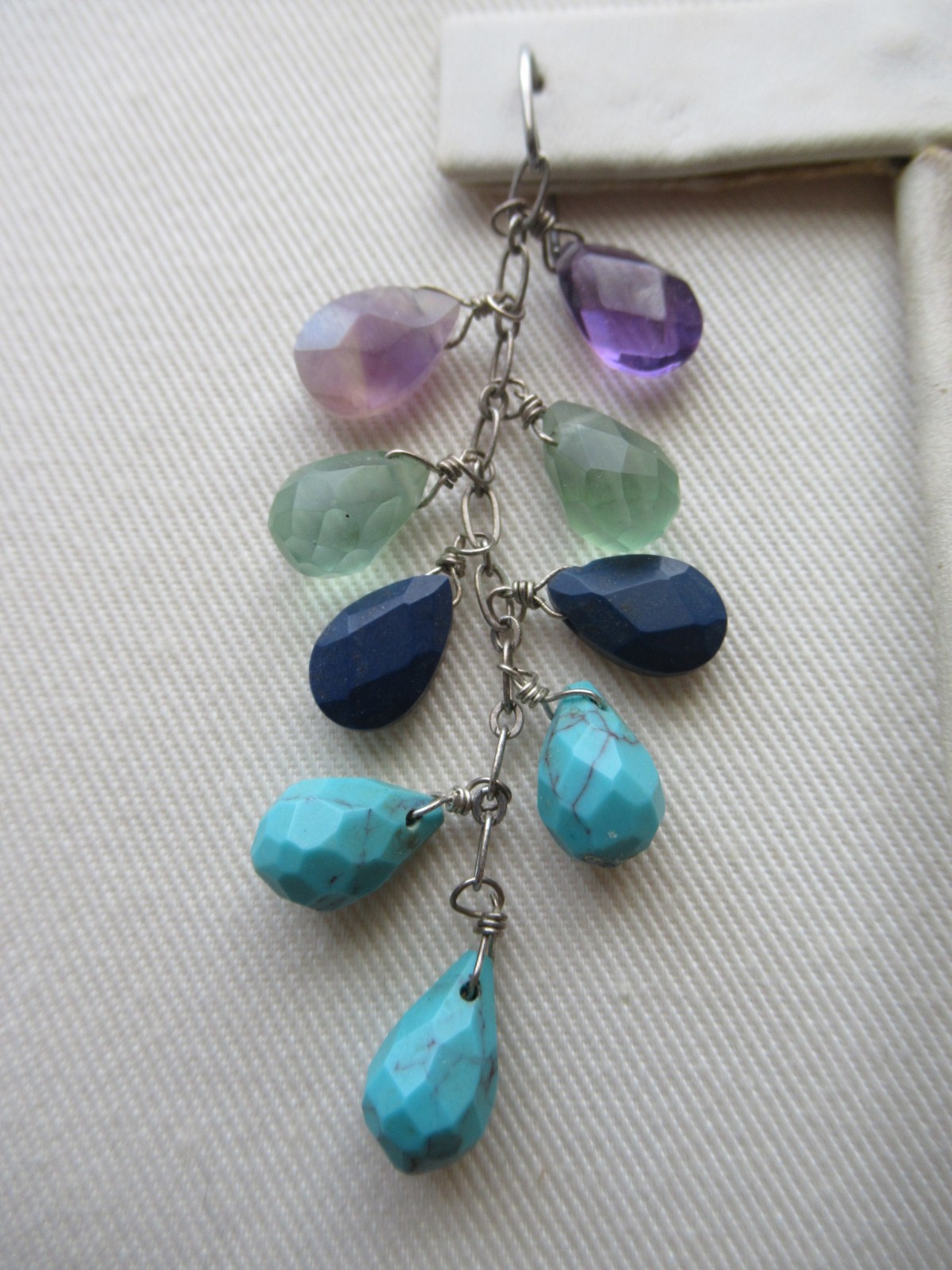 Multi Gemstone Dangle Drop Earrings, Amethyst Per… - image 8