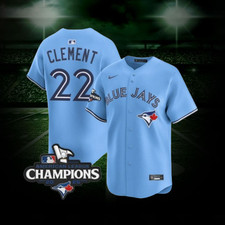 Ernie Clement #22 Blue Jays Blue American League Champions Jersey 