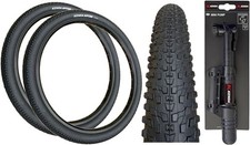 Image of 2x Kenda APTOR 26 x 2.10 BLACK Chunky Mountain Bike TYRES + MINI PUMP