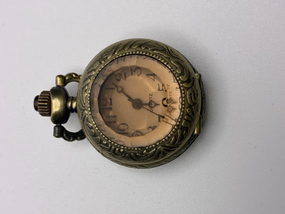 Working Analog Pendant Pocket Watch Style Pink And Copper Tone New Battery - Image 2 of 4